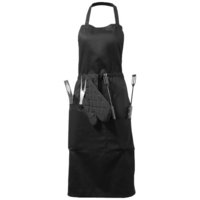 Bear BBQ apron with tools,  solid black