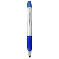 Nash stylus ballpoint pen and highlighter, Silver,Royal blue