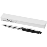 Geneva stylus ballpoint pen,  solid black,Silver