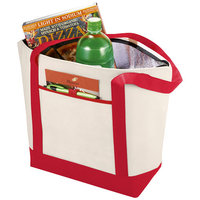 Lighthouse non woven cooler tote, Natural,Red