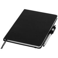 Crown A5 Notebook and Stylus Ballpoint Pen,  solid black