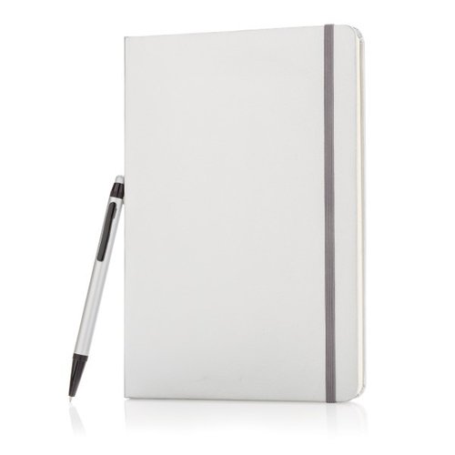 A5 hardcover notitieboek met touchscreen pen, zilver