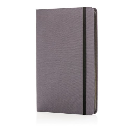 A5 Deluxe stoffen notitieboek met gekleurde zijde, zwart
