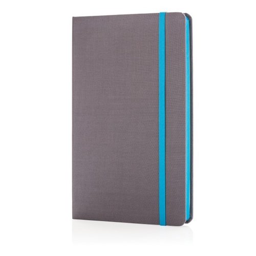 A5 Deluxe stoffen notitieboek met gekleurde zijde, blauw
