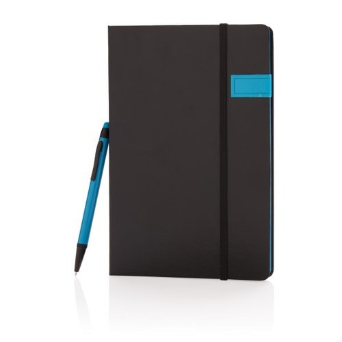 Deluxe data notitieboek met 8GB USB en touchscreen pen, blau