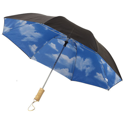 Blue skies 21" 2-sectie automatische paraplu, Zwart
