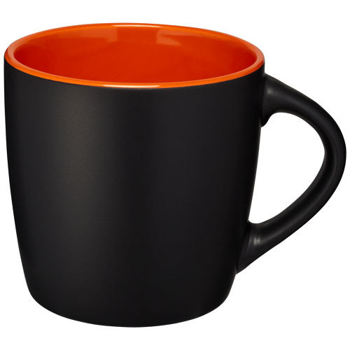 Riviera Ceramic Mug,  solid black,Orange