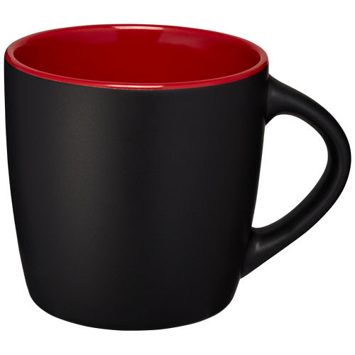 Riviera Ceramic Mug,  solid black,Red